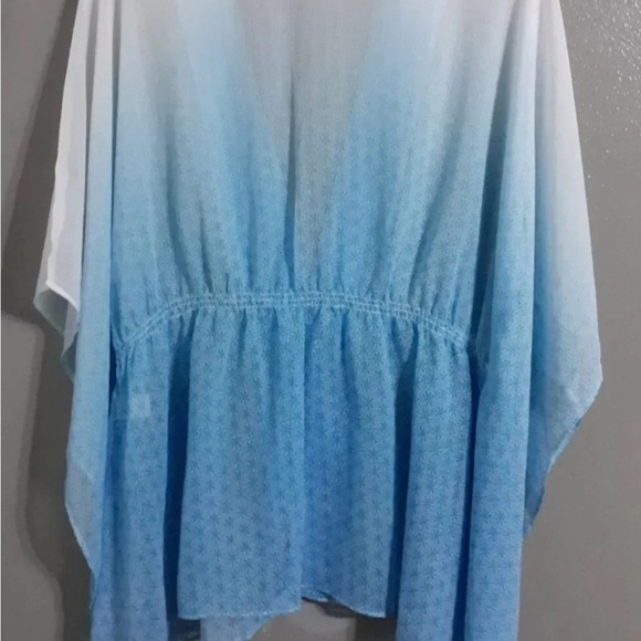 WOMAN'S APT.9 SHORT SLEEVE/ FRONT TIE BLUE BLOUSE TOP.SHEER.SIZE S - Picture 2 of 5